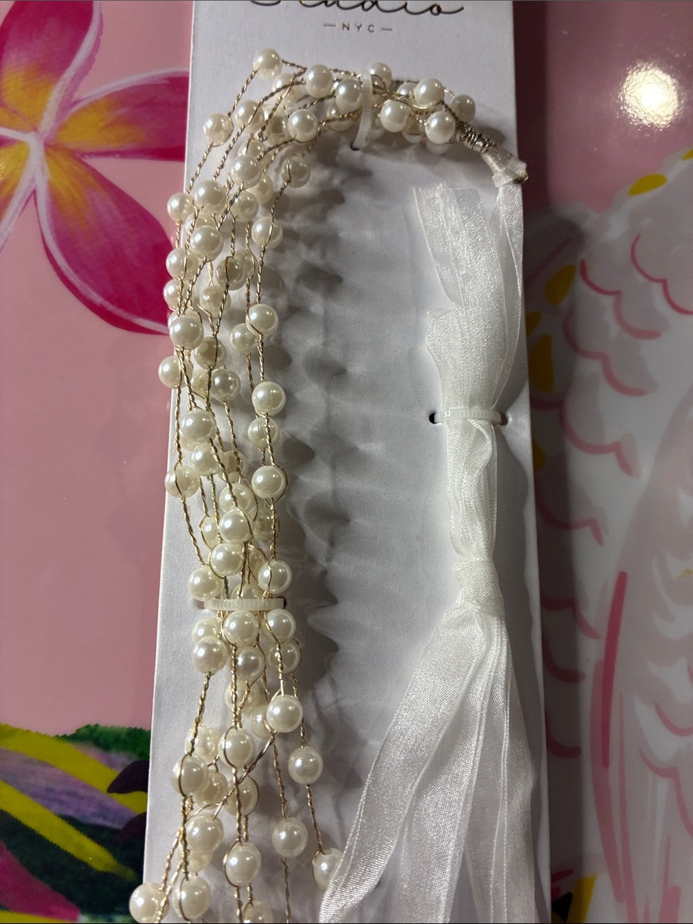 Multi-Strand Pearl Hair Accessory - Ivory - Picture 3 of 9